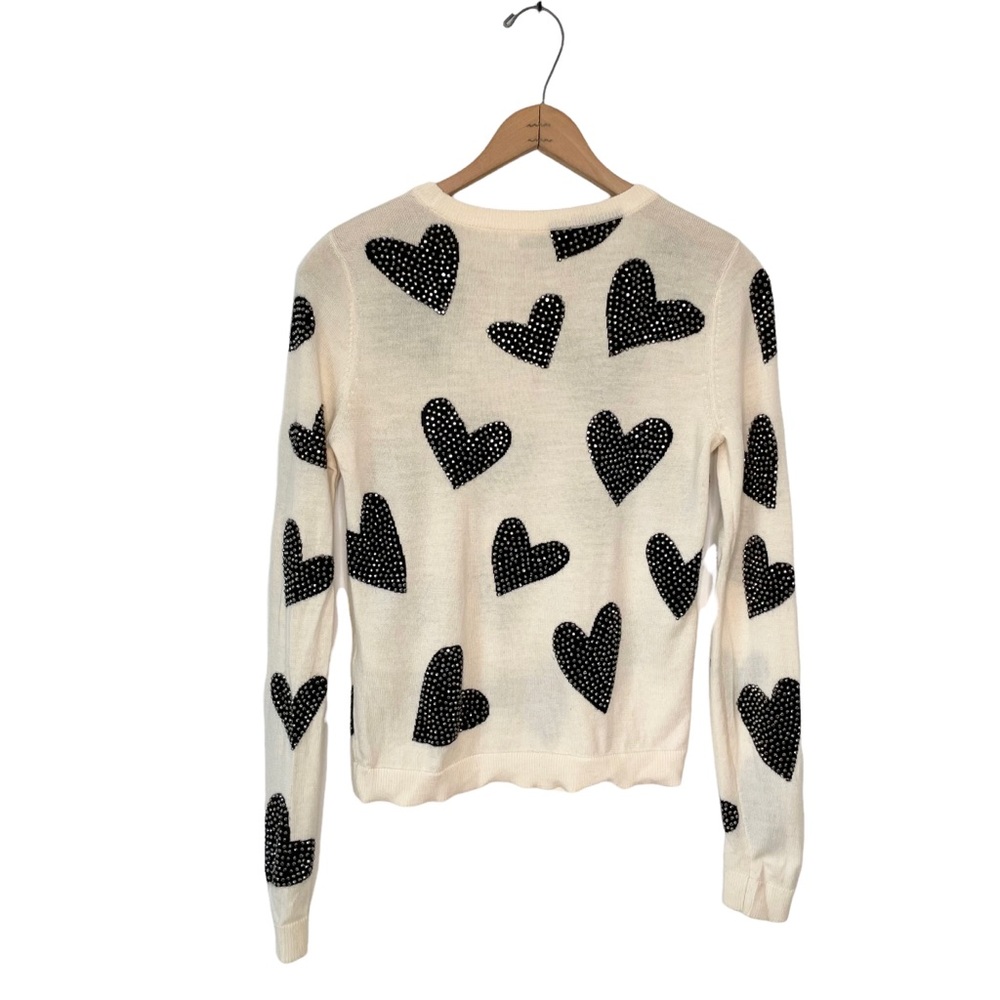 Alice + Olivia | Carey Sequin-Heart Wool Pullover Sweater - Picture 4 of 12